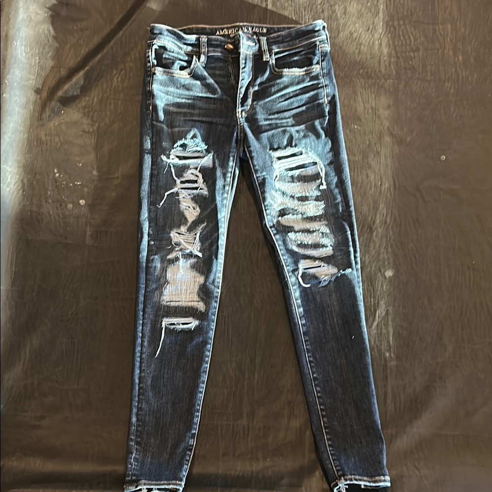American Eagle Outfitters Blue Skinny Distressed Jeans